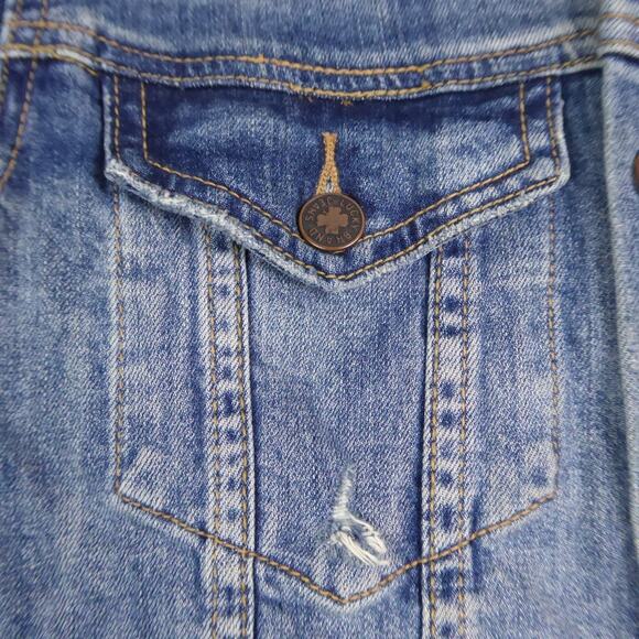 Lucky Brand Jacket Womens SZ S Denim Jean Tomboy Trucker Distressed Classic - Picture 9 of 13